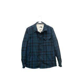 The North Face Sherpa Lined Plaid Shirt Jacket Blue Black Medium